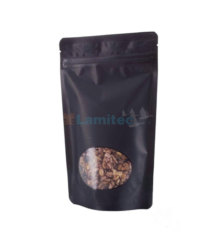 Stand Up Pouch Negro Mate Con Ventana 150g